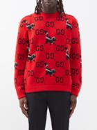 Gucci - Skunk And Gg-jacquard Wool Sweater - Mens - Red Multi