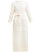 Matchesfashion.com Innika Choo - Etta Broderie Anglaise Cotton Dress - Womens - Beige