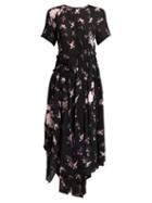 Matchesfashion.com Preen Line - Lois Ruched Floral Print Chiffon Dress - Womens - Black Multi