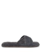 Ladies Shoes Skin - Kyoto Crossover-strap Organic-cotton Terry Slides - Womens - Black