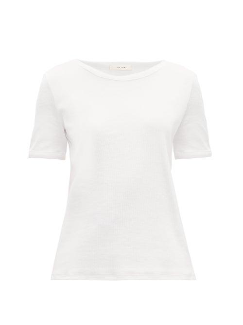 Matchesfashion.com The Row - Leah Ribbed Cotton Blend Jersey T Shirt - Womens - White