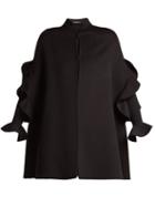 Matchesfashion.com Valentino - Ruffle Trimmed Wool Jacket - Womens - Black
