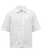 Mens Rtw Givenchy - Zipped 4g-print Cotton-poplin Shirt - Mens - White