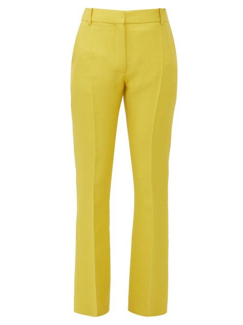 Matchesfashion.com Valentino - Flared Cuff Virgin Wool Blend Twill Trousers - Womens - Yellow