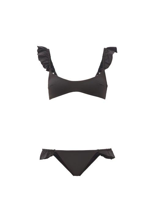 Matchesfashion.com Zimmermann - Bonita Frilled Bikini - Womens - Black
