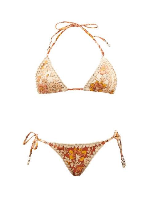 Zimmermann - Andie Crochet-trimmed Triangle Bikini - Womens - Multi