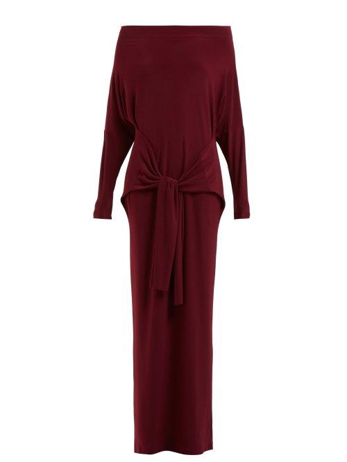 Matchesfashion.com Norma Kamali - Long Sleeved Tie Waist Dress - Womens - Burgundy