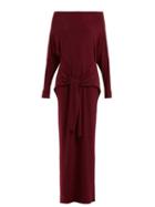 Matchesfashion.com Norma Kamali - Long Sleeved Tie Waist Dress - Womens - Burgundy