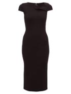 Matchesfashion.com Roland Mouret - Keel Asymmetric Neck Knitted Pencil Dress - Womens - Black