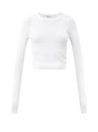 Matchesfashion.com Another Tomorrow - Long-sleeved Knitted Cropped Top - Womens - White