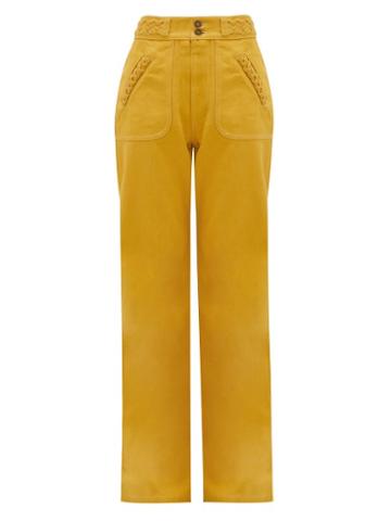 Matchesfashion.com Marc Jacobs Runway - Braided High-rise Cotton Flared Jeans - Womens - Yellow