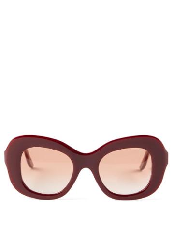 Lapima - Mafalda Oversized Square Acetate Sunglasses - Womens - Burgundy