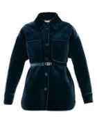 Fendi - Ff-quilted Velvet Jacket - Womens - Navy