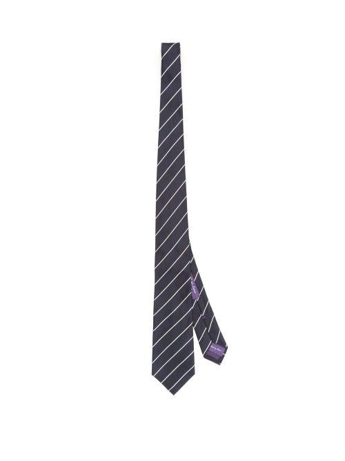 Matchesfashion.com Ralph Lauren Purple Label - Striped Mulberry-silk Satin Tie - Mens - Dark Navy