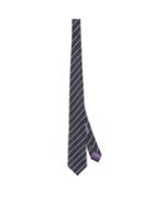 Matchesfashion.com Ralph Lauren Purple Label - Striped Mulberry-silk Satin Tie - Mens - Dark Navy