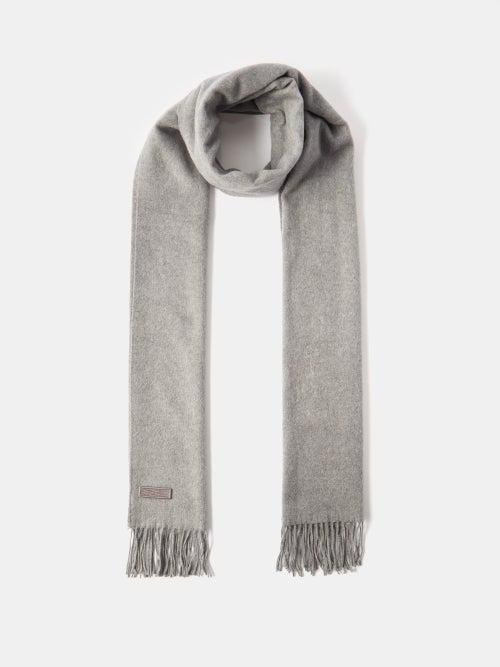 Brunello Cucinelli - Monili-trim Tasselled Silk Scarf - Womens - Grey