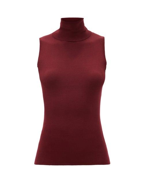 Matchesfashion.com Allude - Roll-neck Virgin-wool Tank Top - Womens - Burgundy