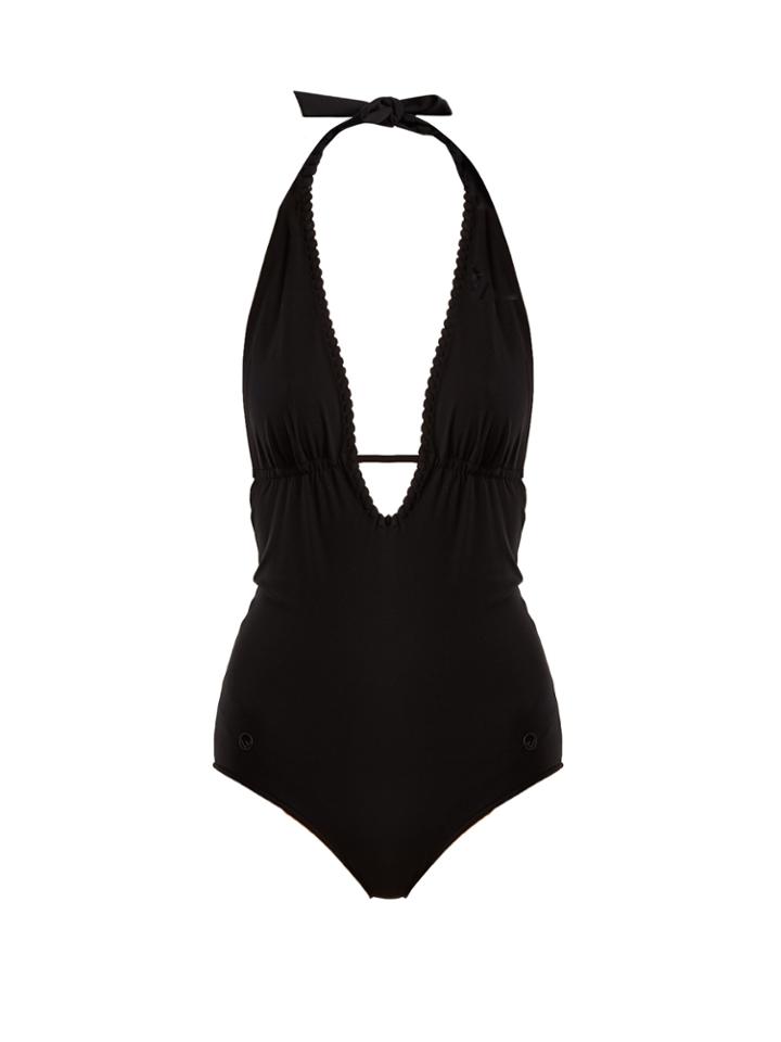 Fendi Lace-up Plunge Swimsuit