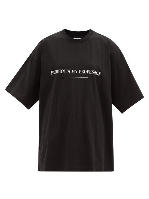 Ladies Rtw Vetements - Fashion Is My Profession Oversized Cotton T-shirt - Womens - Black