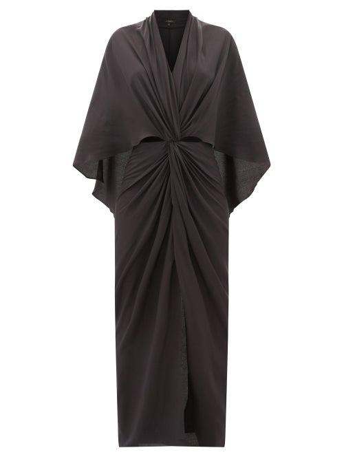 Matchesfashion.com Thea - The Elektra Cape-back Silk Crepe De Chine Dress - Womens - Black
