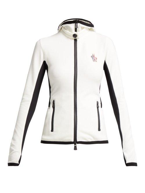 Matchesfashion.com Moncler Grenoble - Logo Embroidered Hooded Fleece Jacket - Womens - White Multi