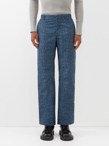 Bianca Saunders - Benz Twisted-inseam Trousers - Mens - Blue Multi