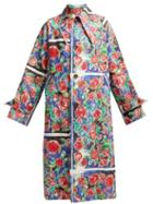 Matchesfashion.com Charles Jeffrey Loverboy - Rose Scribble Print Linen Coat - Womens - Red Multi