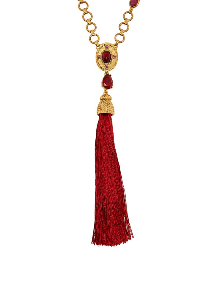 Oscar De La Renta Crystal-embellished Pendant And Tassel Necklace