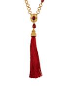 Oscar De La Renta Crystal-embellished Pendant And Tassel Necklace