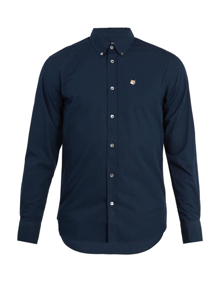 Maison Kitsuné Classic Fox-embroidered Cotton Shirt