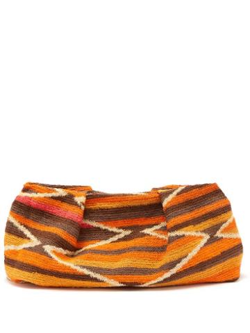 Ladies Bags Sensi Studio - Maxi Striped-weave Sisal Clutch Bag - Womens - Orange Multi