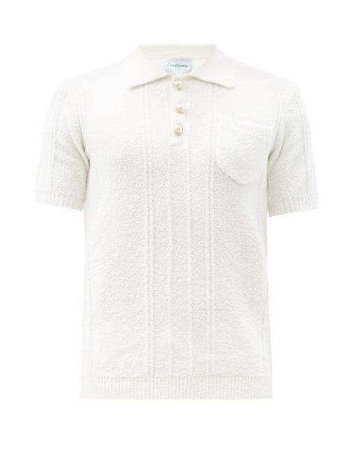 Matchesfashion.com Casablanca - Striped Cotton-boucl Polo Shirt - Mens - White