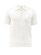 Matchesfashion.com Casablanca - Striped Cotton-boucl Polo Shirt - Mens - White