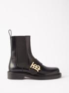 Burberry - Jude Tb-plaque Leather Chelsea Boots - Womens - Black
