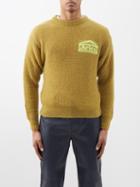 Aries - Logo-jacquard Waffle-knit Sweater - Mens - Khaki