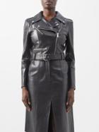 Alexander Mcqueen - Cropped Leather Biker Jacket - Womens - Black
