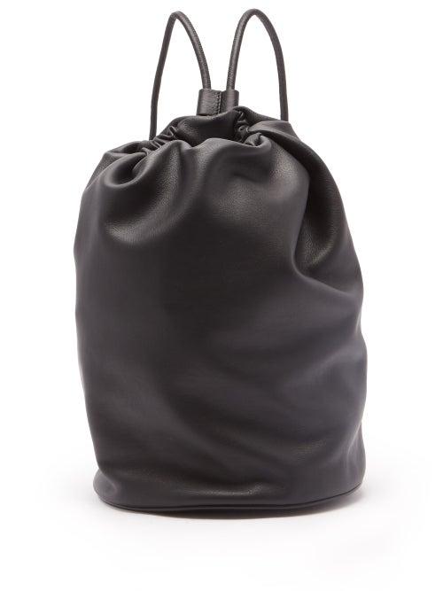 The Row - Sport Drawstring Leather Backpack - Womens - Black