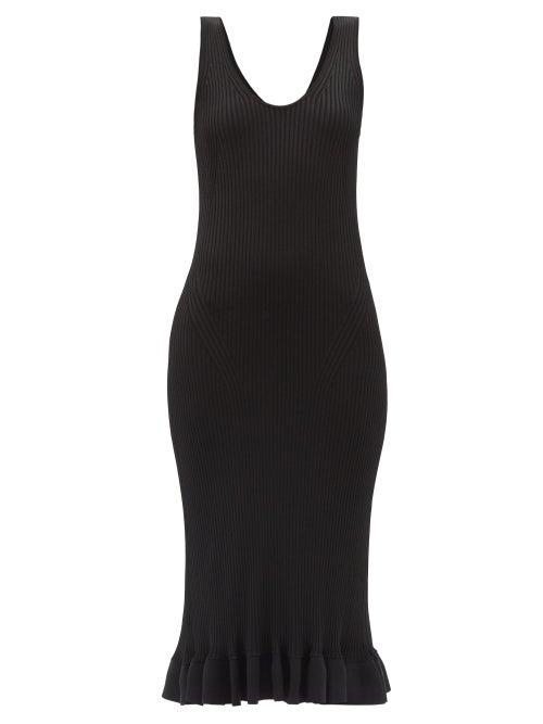 Matchesfashion.com Altuzarra - Marjoram Flounced-hem Ribbed Slip Dress - Womens - Black