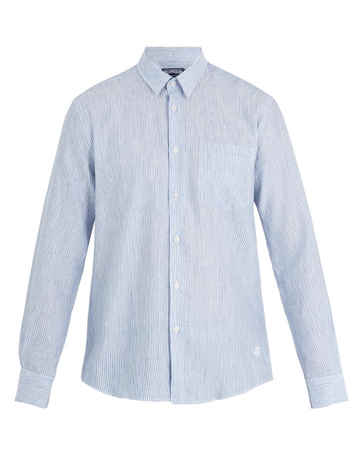 Vilebrequin Caroubis Striped Linen And Cotton-blend Shirt