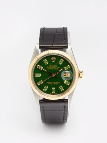 Lizzie Mandler - Vintage Rolex Datejust 38mm Emerald & Gold Watch - Womens - Green Multi