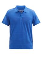 Matchesfashion.com Vilebrequin - Pyramid Open-collar Linen-jersey Polo Shirt - Mens - Blue