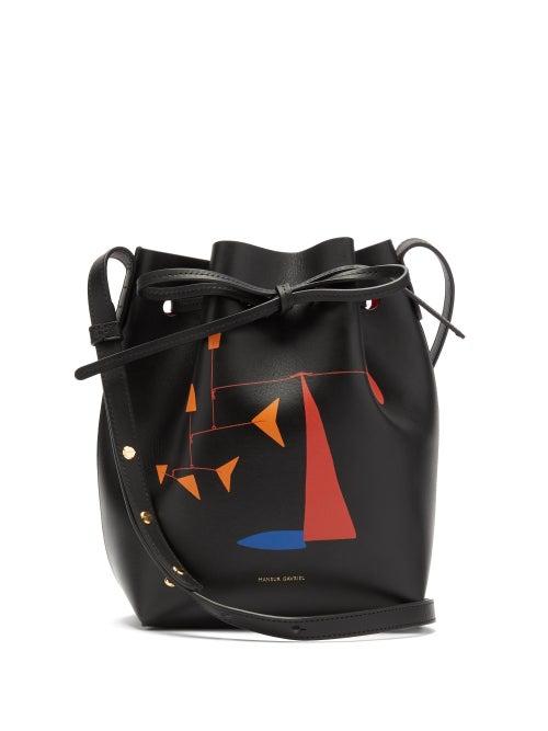 Matchesfashion.com Mansur Gavriel - X Calder Mini Printed Leather Bucket Bag - Womens - Black Multi
