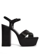 Matchesfashion.com Saint Laurent - Farrah Lizard Effect Leather Platform Sandals - Womens - Black