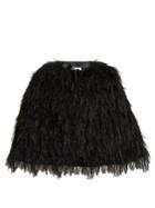 Osman Raven Ostrich Feather-embellished Cape