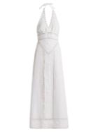 Talitha White Lace-insert Halterneck Dress