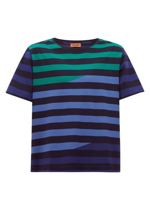 Matchesfashion.com Missoni - Striped Cotton Jersey T Shirt - Mens - Navy Multi