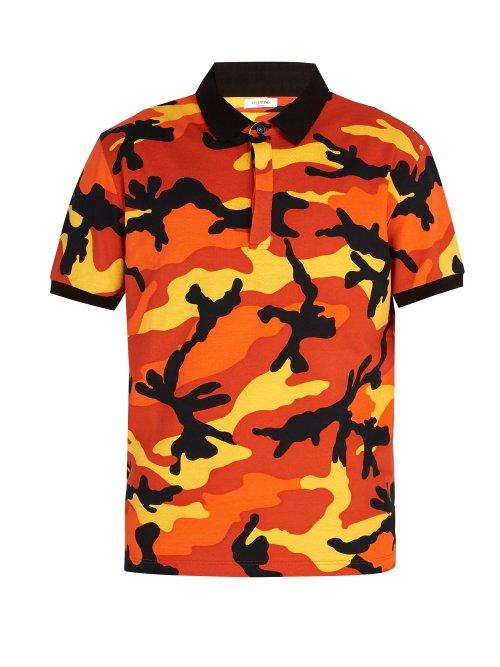 Matchesfashion.com Valentino - Camouflage Print Polo Shirt With Rockstuds - Mens - Multi