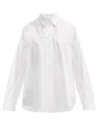 Matchesfashion.com White Story - Oversized Ruched Cotton Shirt - Womens - White