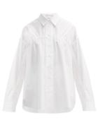 Matchesfashion.com White Story - Oversized Ruched Cotton Shirt - Womens - White