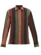 Matchesfashion.com 73 London - Striped Silk Voile Shirt - Mens - Brown Multi